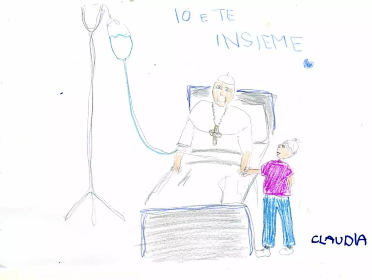 I piccoli pazienti del ‘Bambino Gesù’ e dedicano dei disegni al Papa