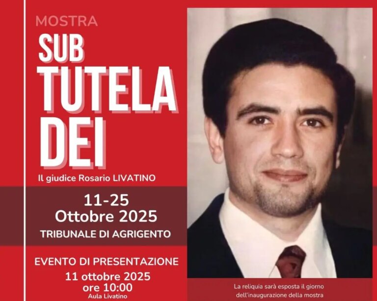 “Sub tutela Dei – Il giudice Rosario Livatino”, dall’11 ottobre la mostra al Palazzo di Giustizia di Agrigento