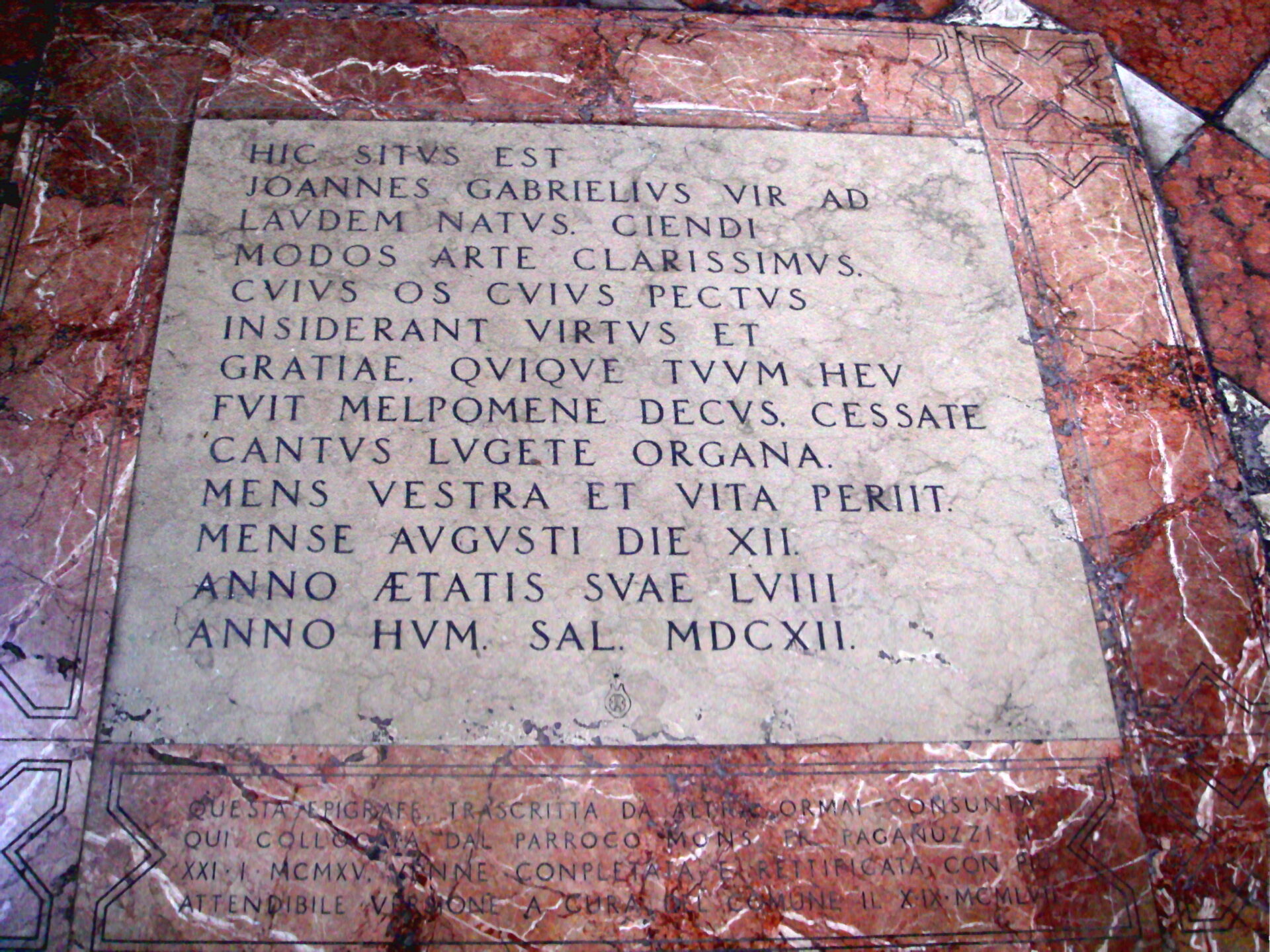 Tomb of Giovanni Gabrieli in Santo Stefano, Venice