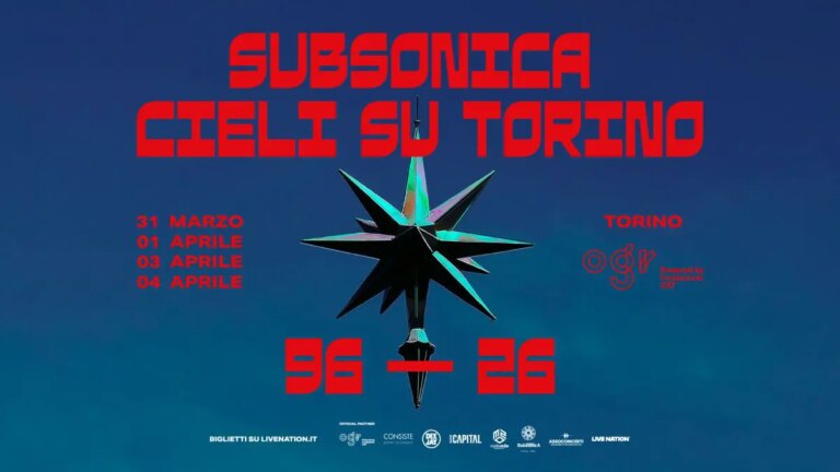 I Subsonica annunciano “Cieli su Torino 96-26”, quattro appuntamenti speciali a Torino per celebrare i 30 anni di carriera