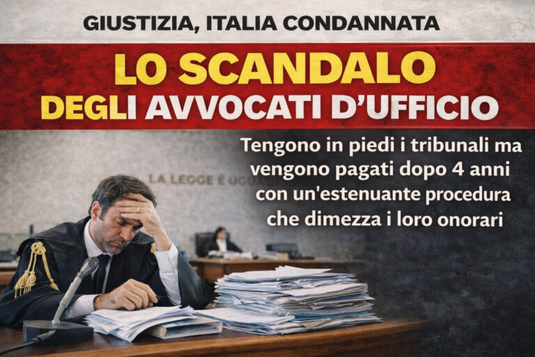 Giustizia, Italia condannata. Lo scandalo degli avvocati d’ufficio